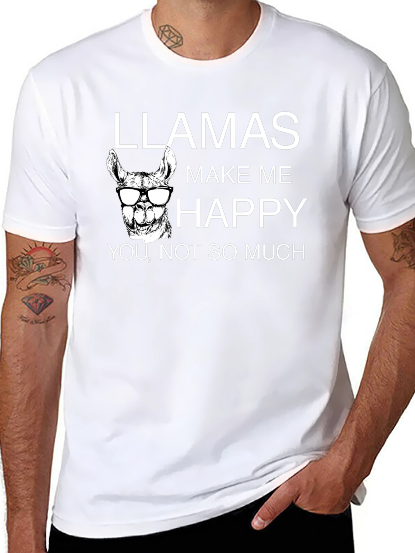 Llamas Make Me Happy T-Shirt - Funny Graphic Tee