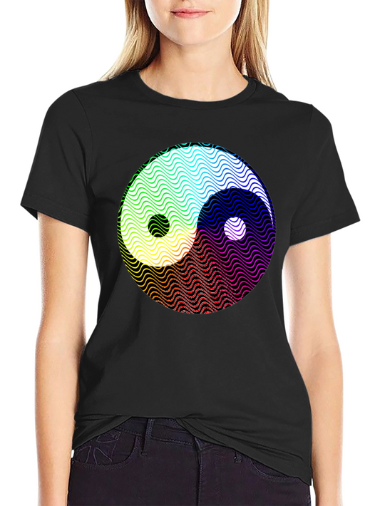 Yin Yang Wave Pattern Graphic T-Shirt