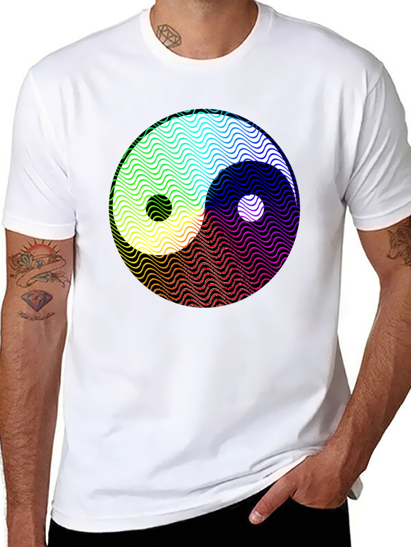 Yin Yang Wave Pattern Graphic T-Shirt