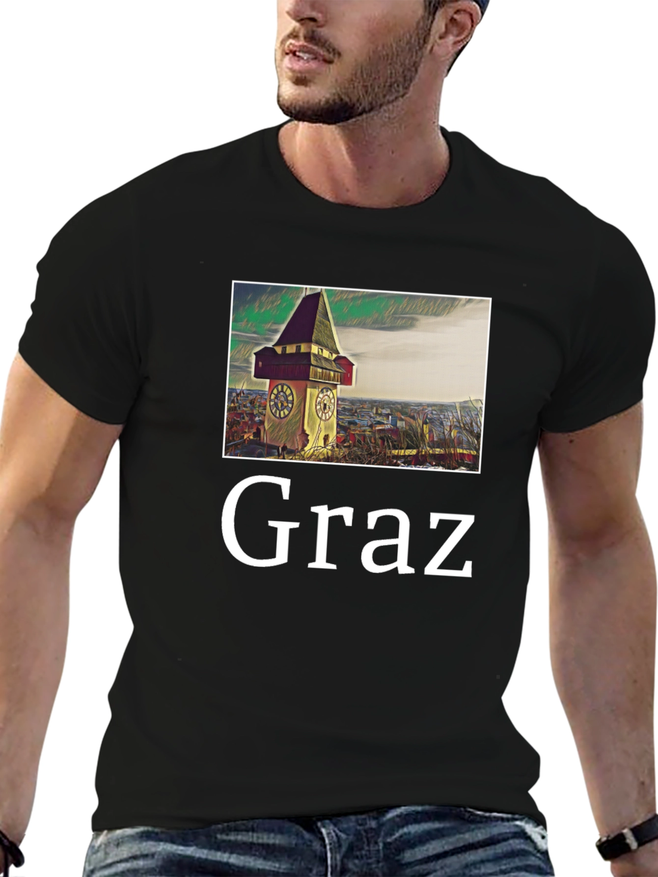 Graz Clock Tower Graphic T-Shirt