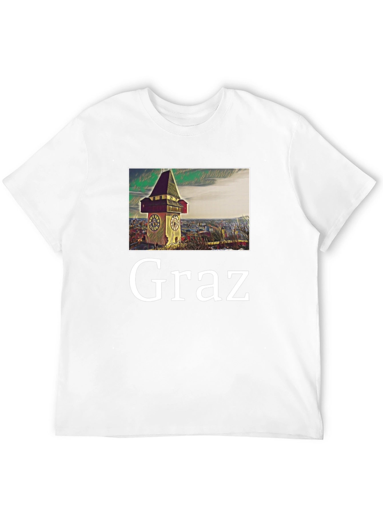 Graz Clock Tower Graphic T-Shirt