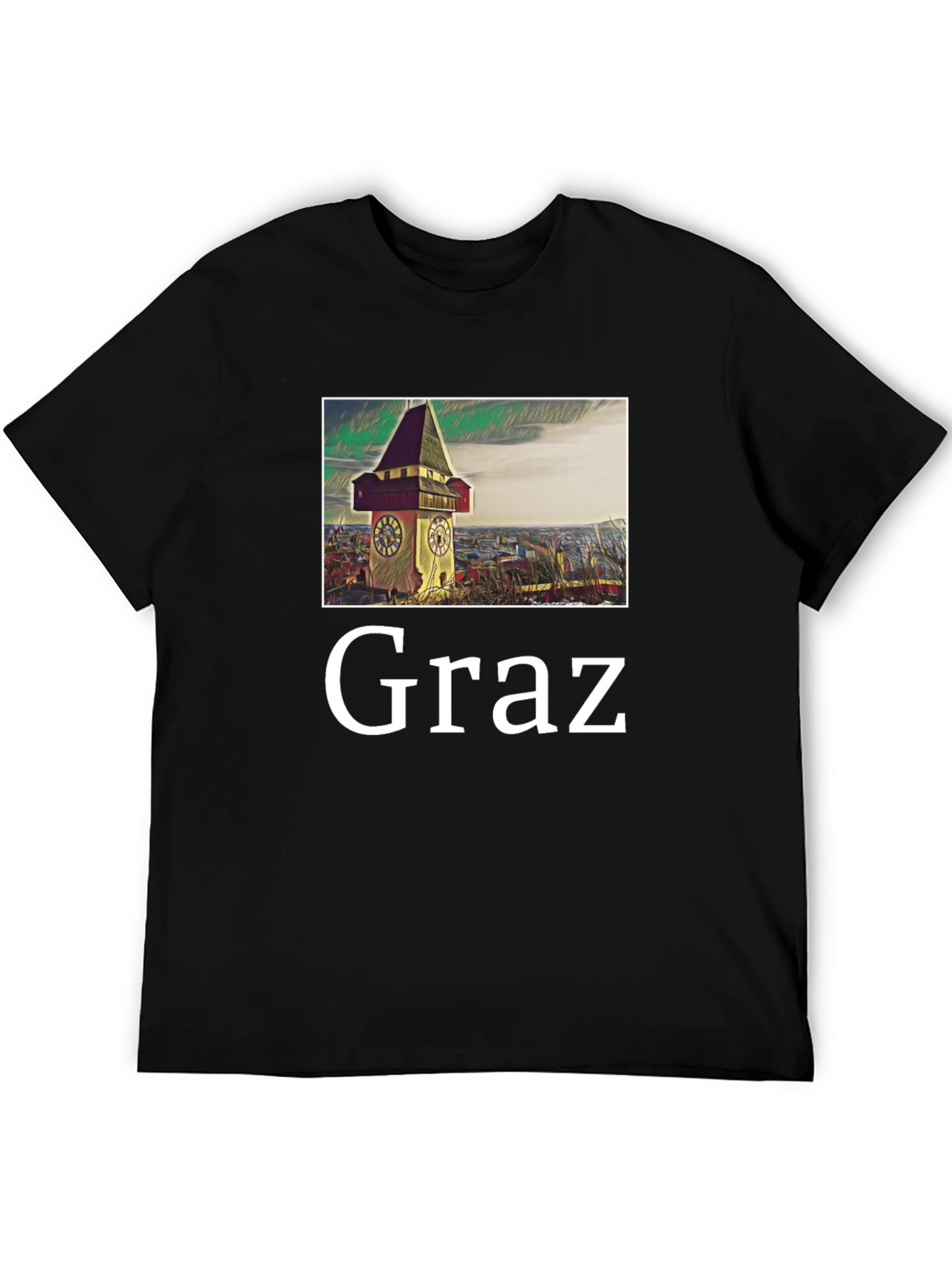 Graz Clock Tower Graphic T-Shirt