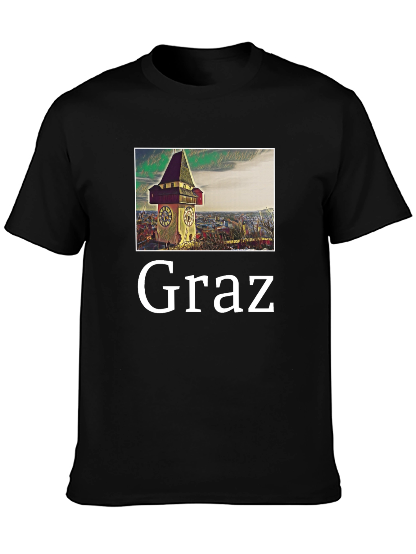 Graz Clock Tower Graphic T-Shirt