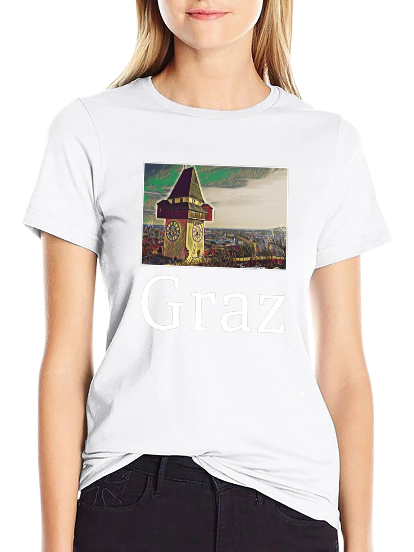 Graz Clock Tower Graphic T-Shirt