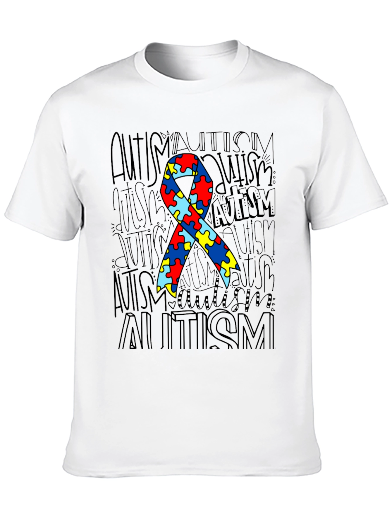 Autism Awareness Ribbon Graphic Tee - Black