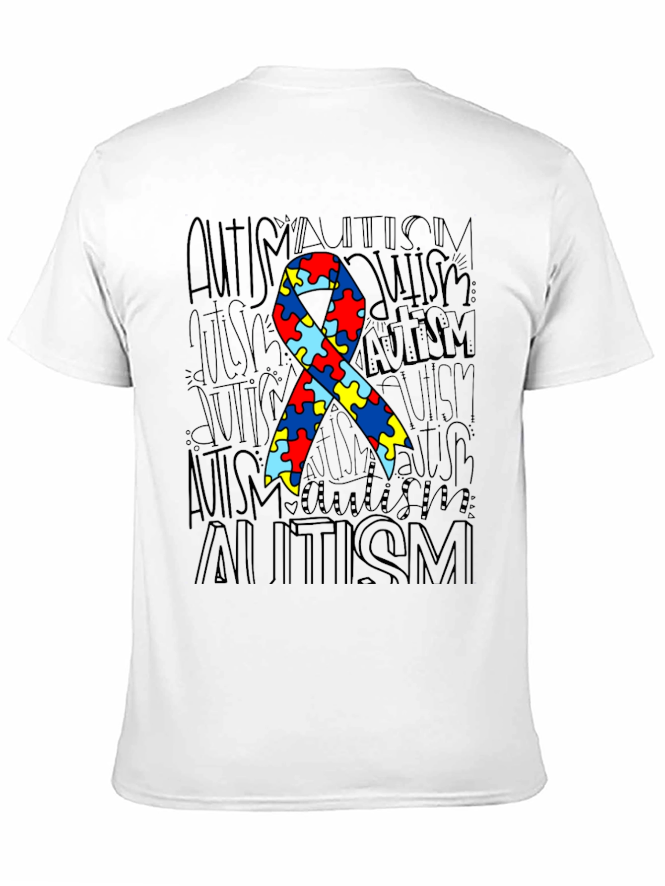 Autism Awareness Ribbon Graphic Tee - Black