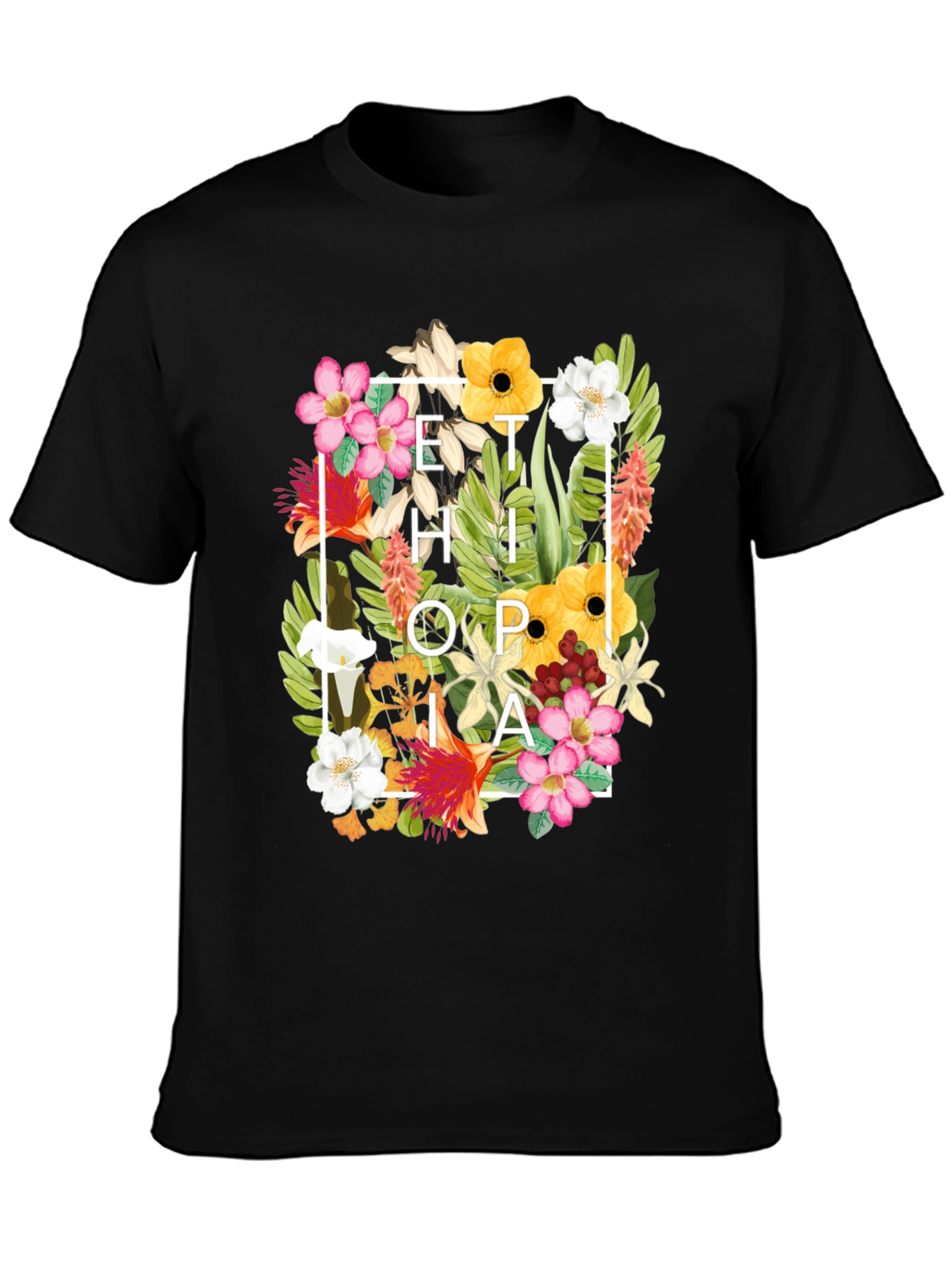 Floral Ethiopia Print T-Shirt
