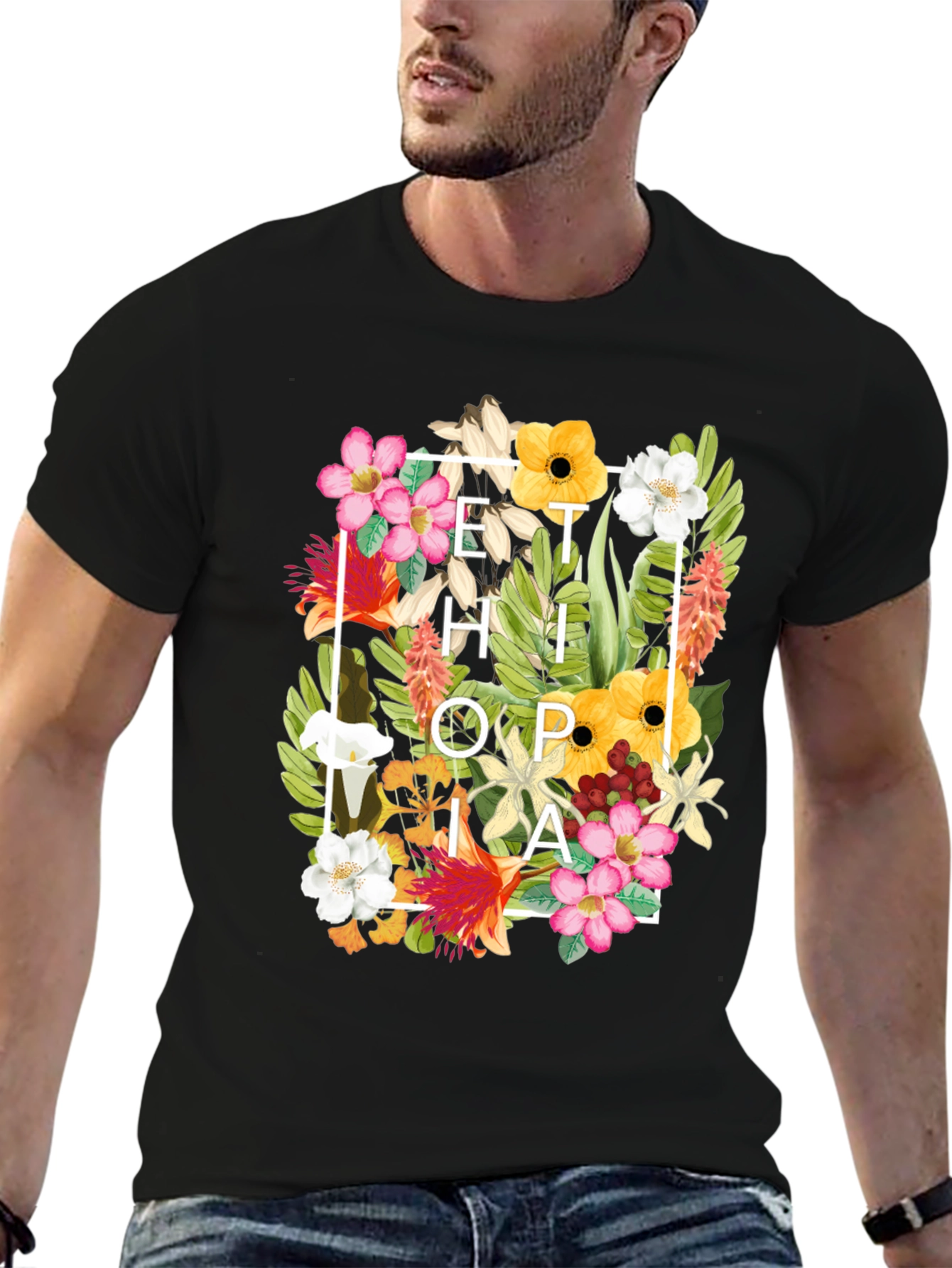 Floral Ethiopia Print T-Shirt