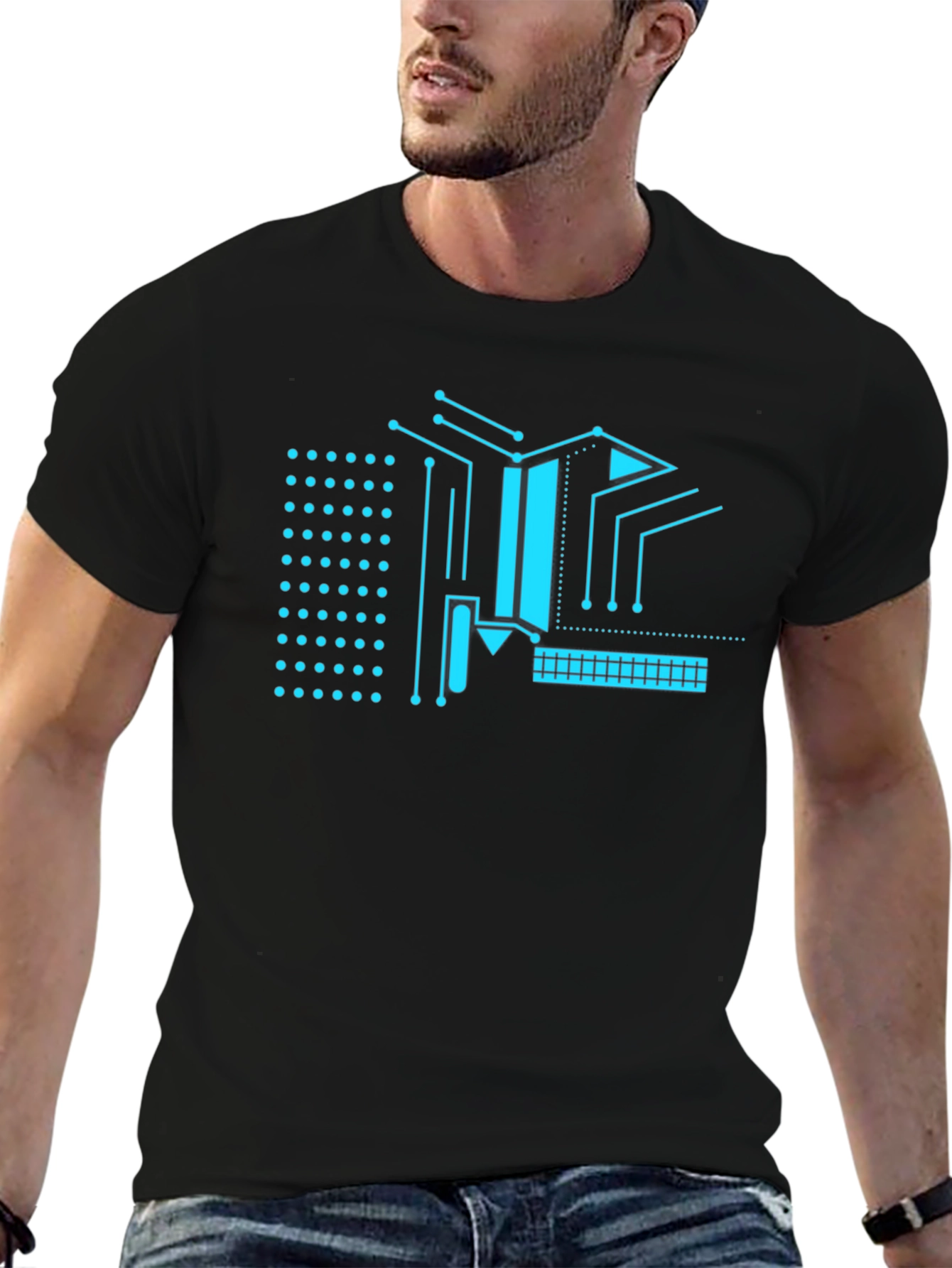 Cyber Circuit Tee - Black Graphic T-Shirt