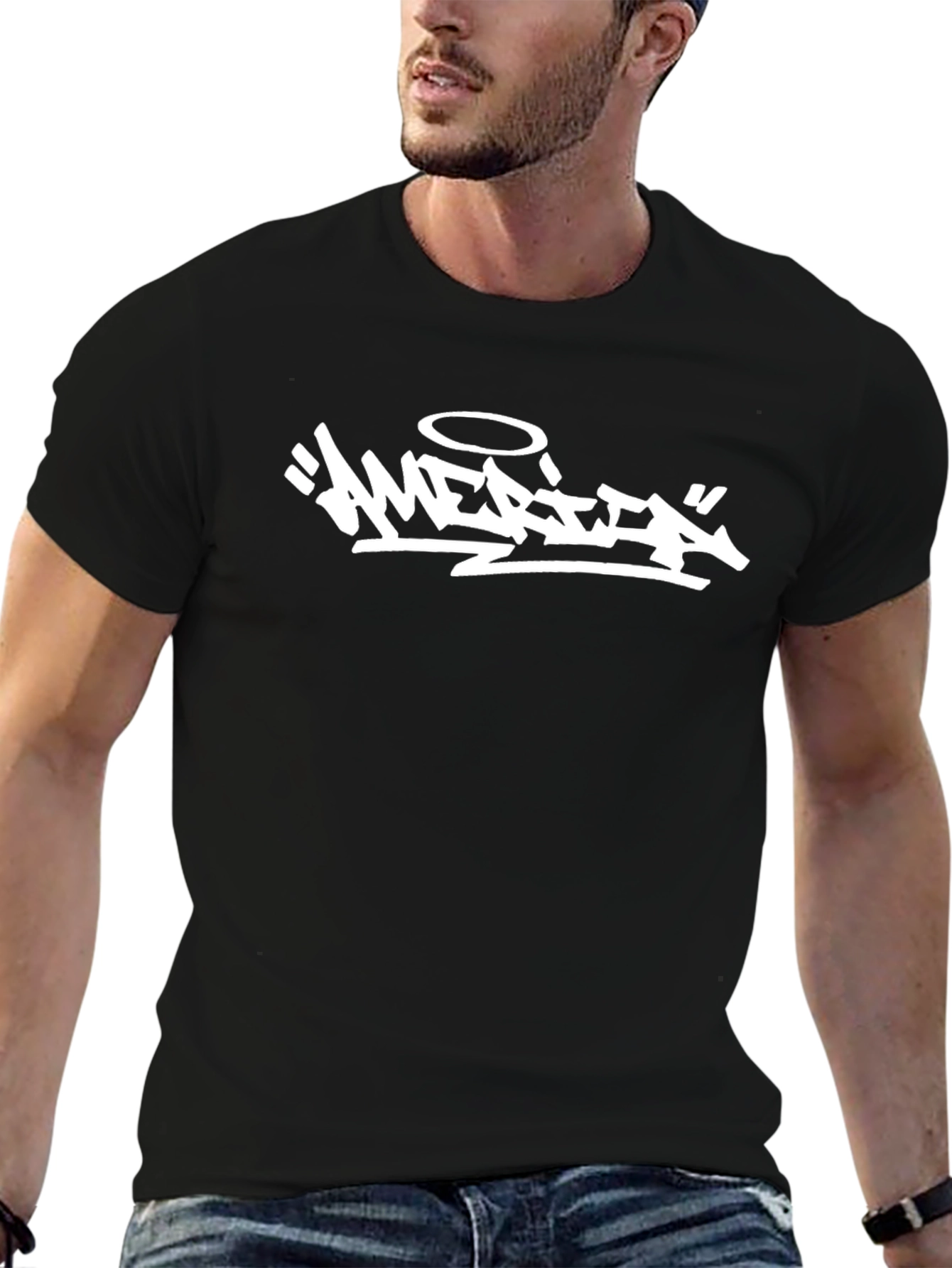 Graffiti-Style Graphic T-Shirt - Black