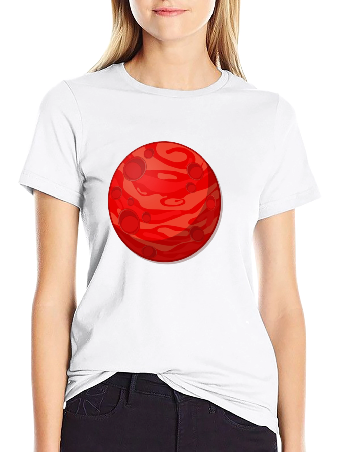 Planet Mars Graphic Print T-Shirt - Black