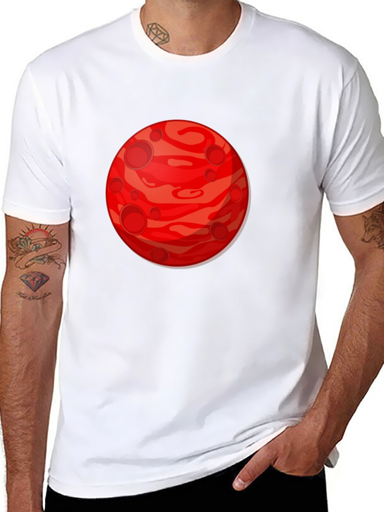 Planet Mars Graphic Print T-Shirt - Black