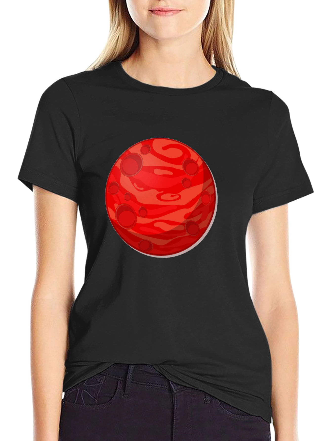 Planet Mars Graphic Print T-Shirt - Black