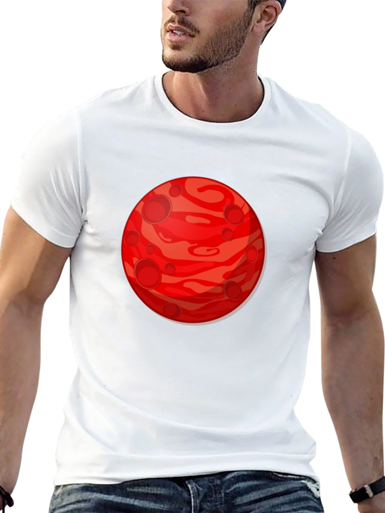 Planet Mars Graphic Print T-Shirt - Black