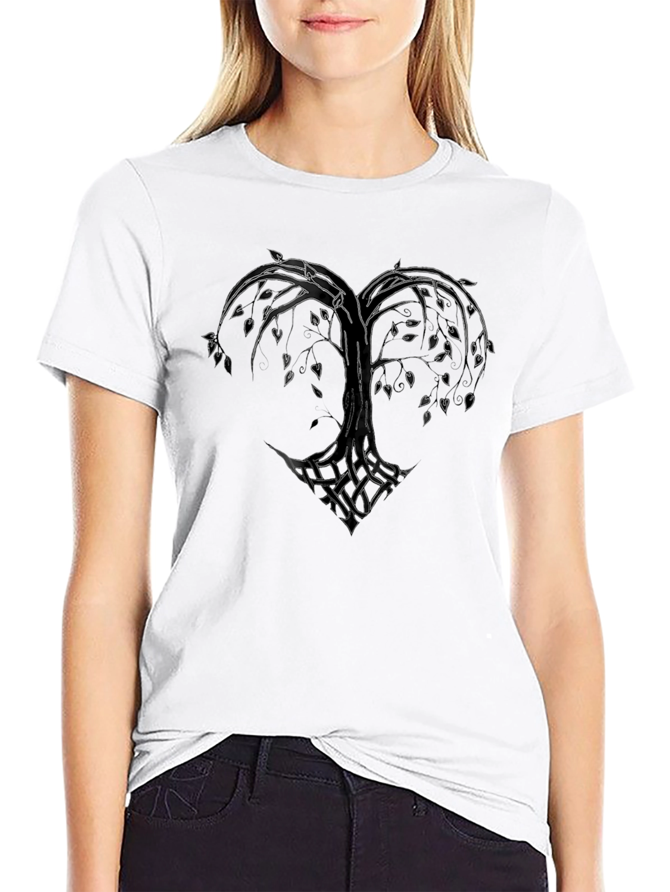 Heart Tree Black T-Shirt - Nature Love Design