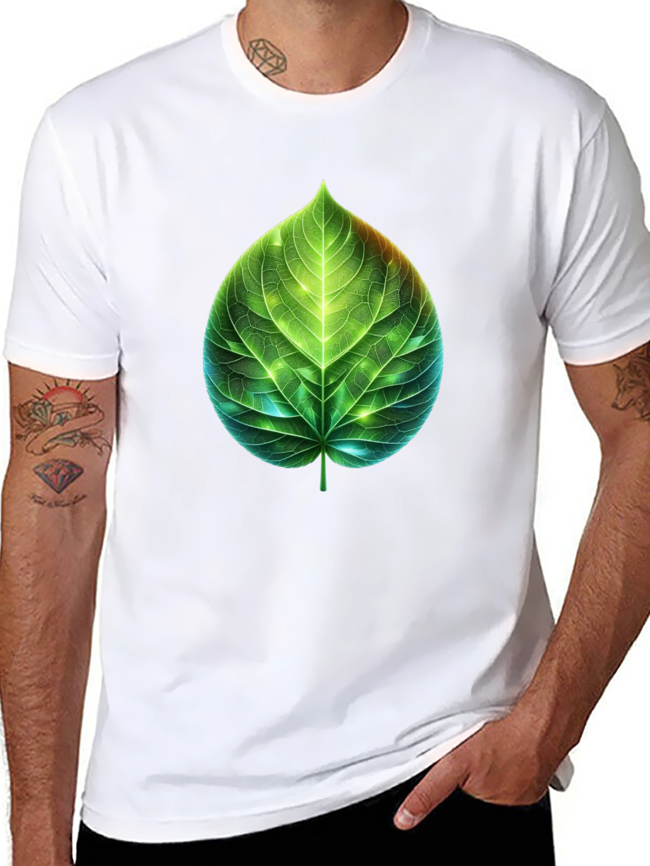 Leaf Design Graphic Tee - Nature Inspired T-Shirt