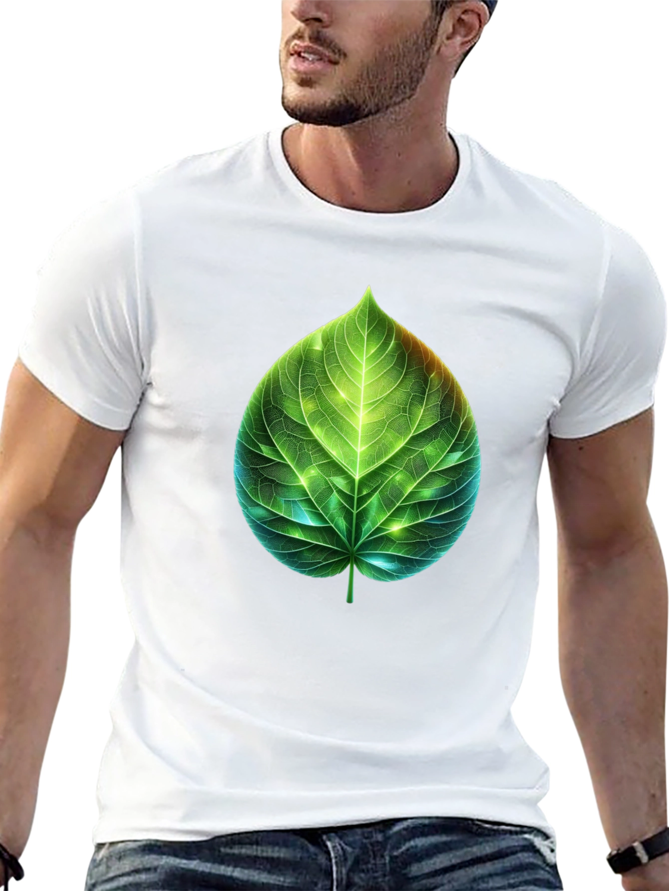 Leaf Design Graphic Tee - Nature Inspired T-Shirt