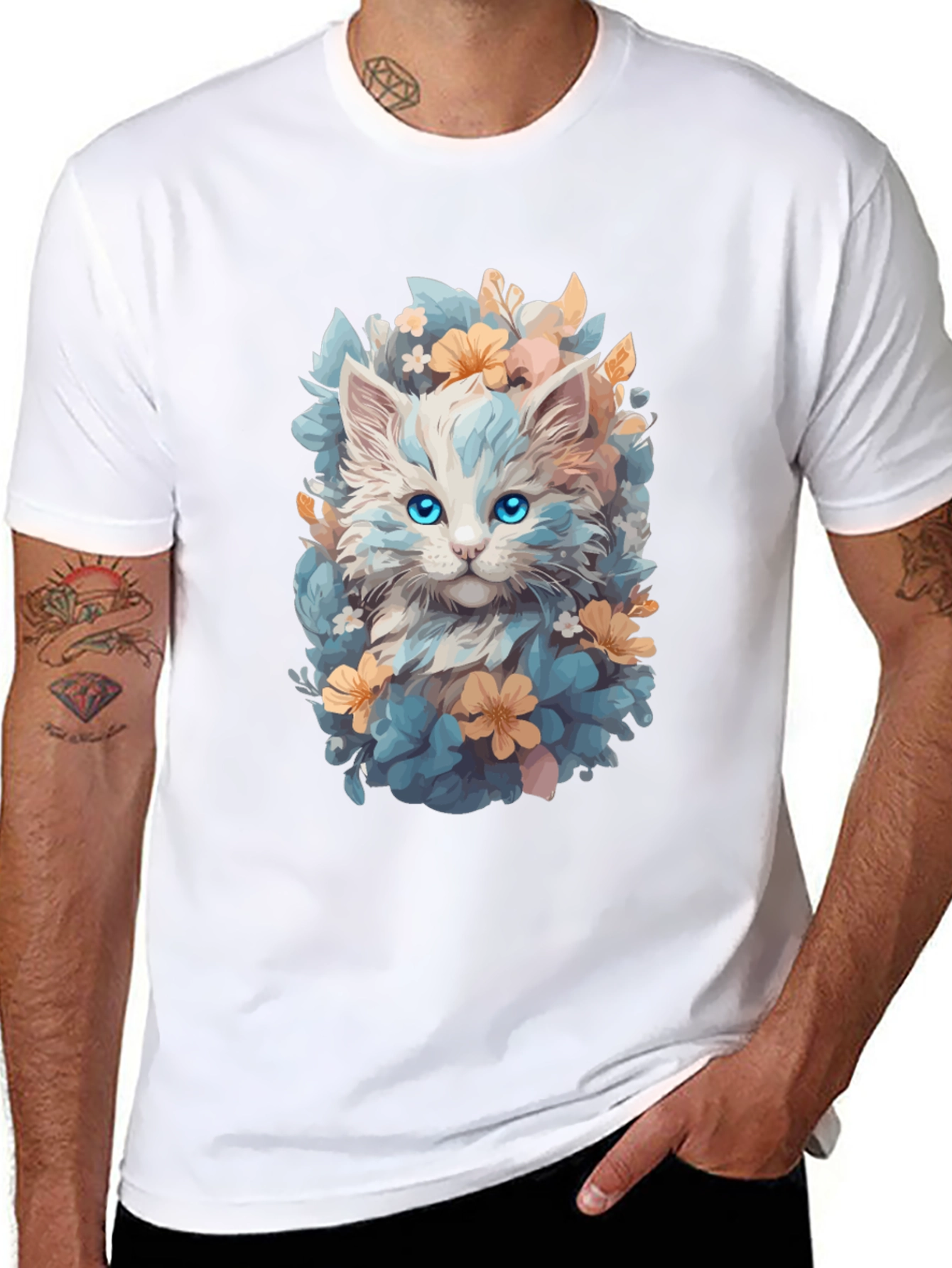 Floral Cat T-Shirt - Soft & Stylish