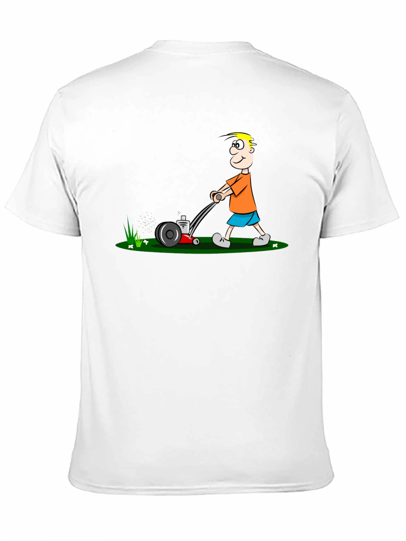 Cartoon Lawn Mower Tee - Black Cotton Graphic T-Shirt