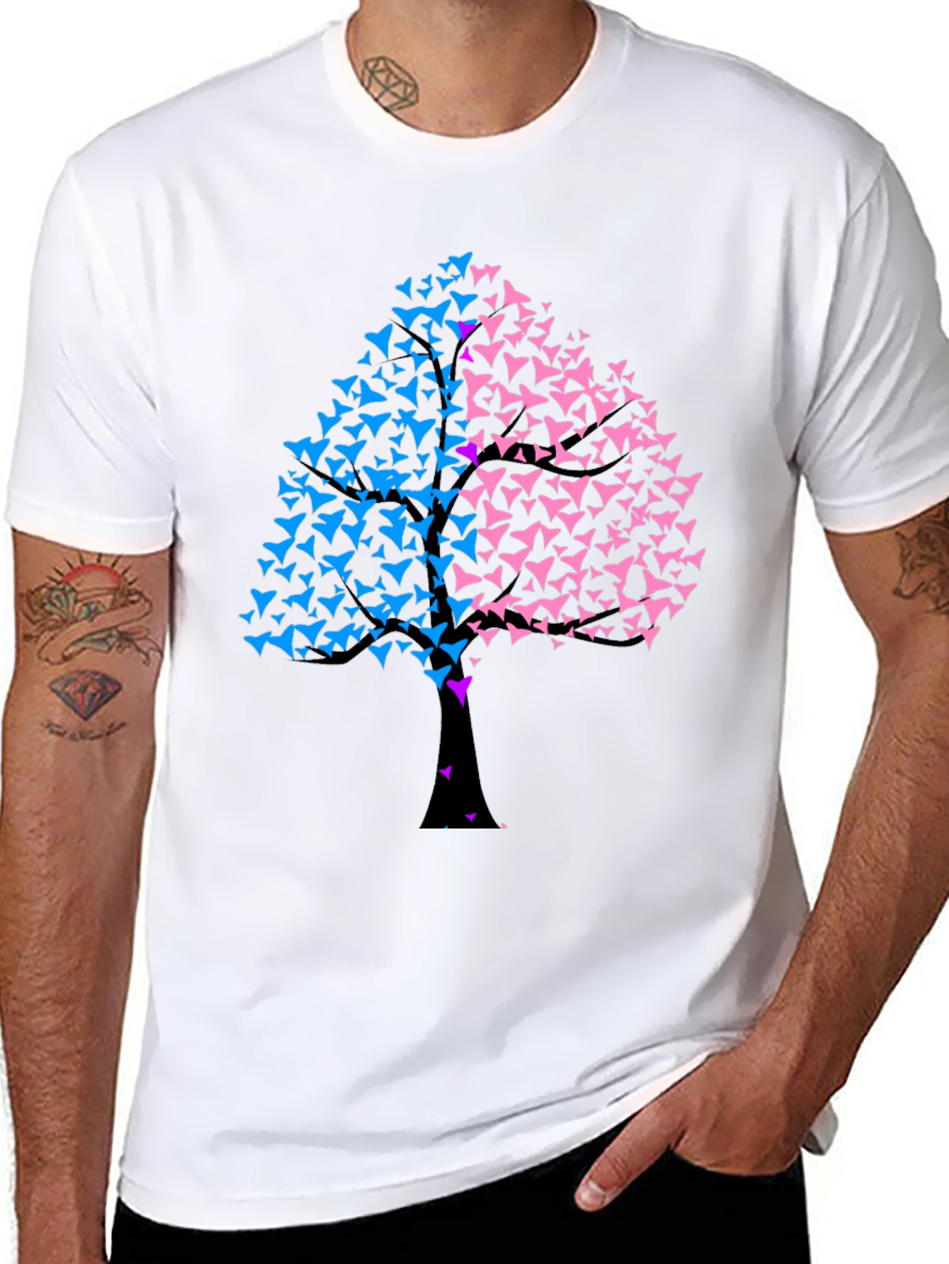 Unique Tree Graphic T-Shirt - Black