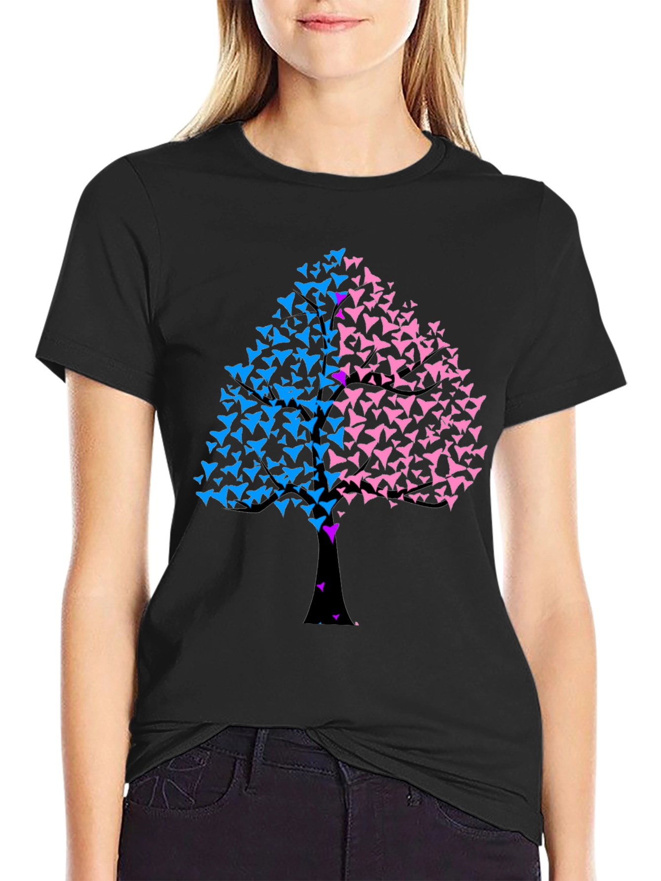 Unique Tree Graphic T-Shirt - Black