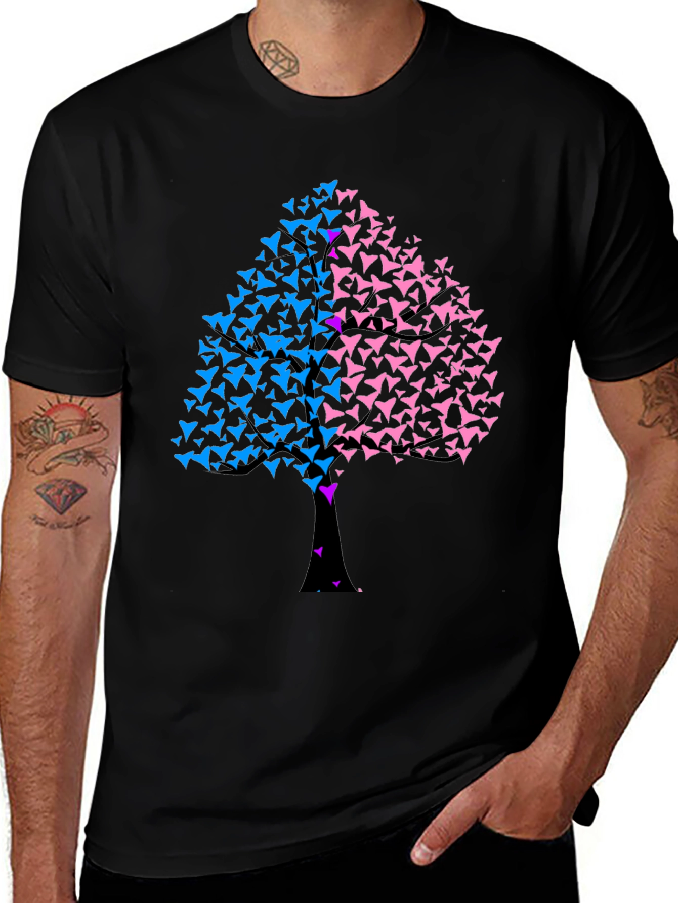 Unique Tree Graphic T-Shirt - Black