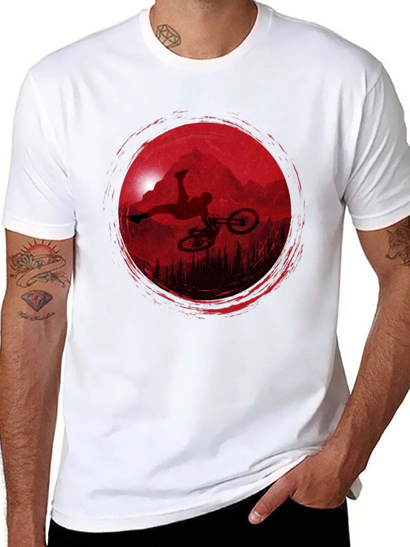 Mountain Biker Silhouette Graphic Tee - Black