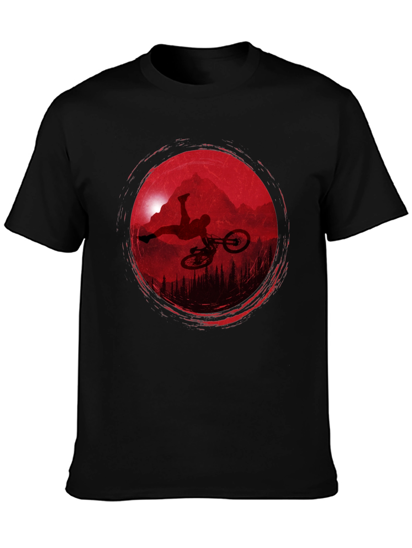 Mountain Biker Silhouette Graphic Tee - Black