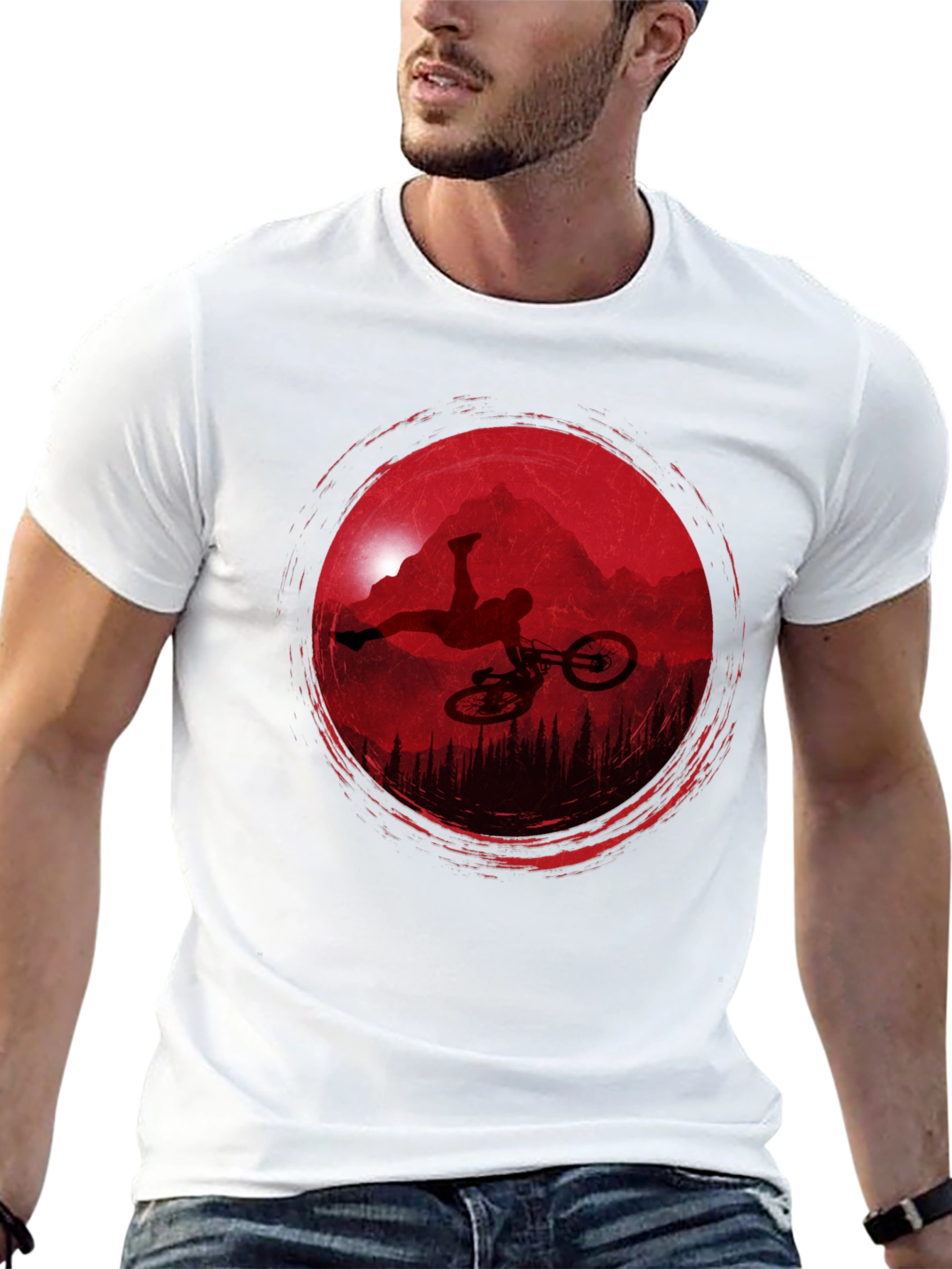 Mountain Biker Silhouette Graphic Tee - Black
