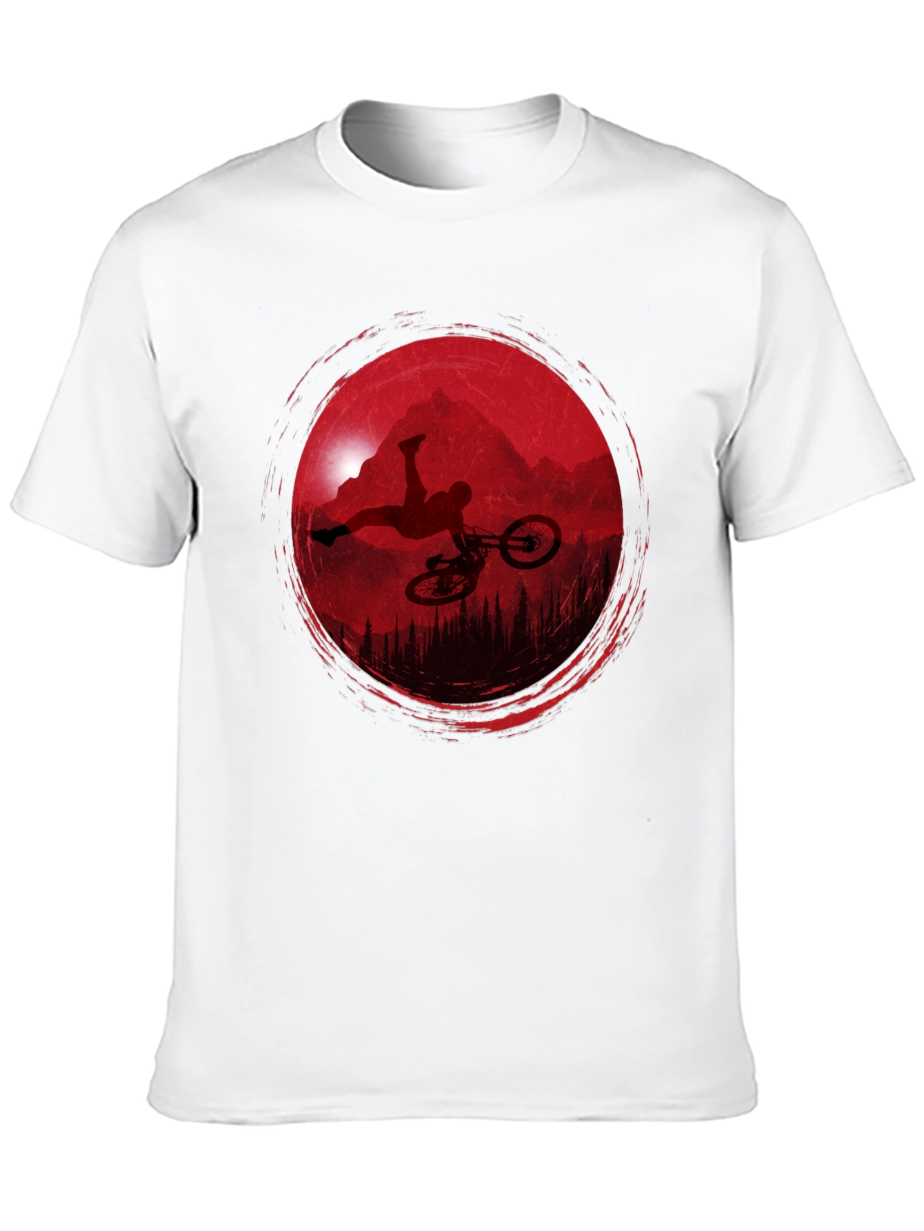 Mountain Biker Silhouette Graphic Tee - Black