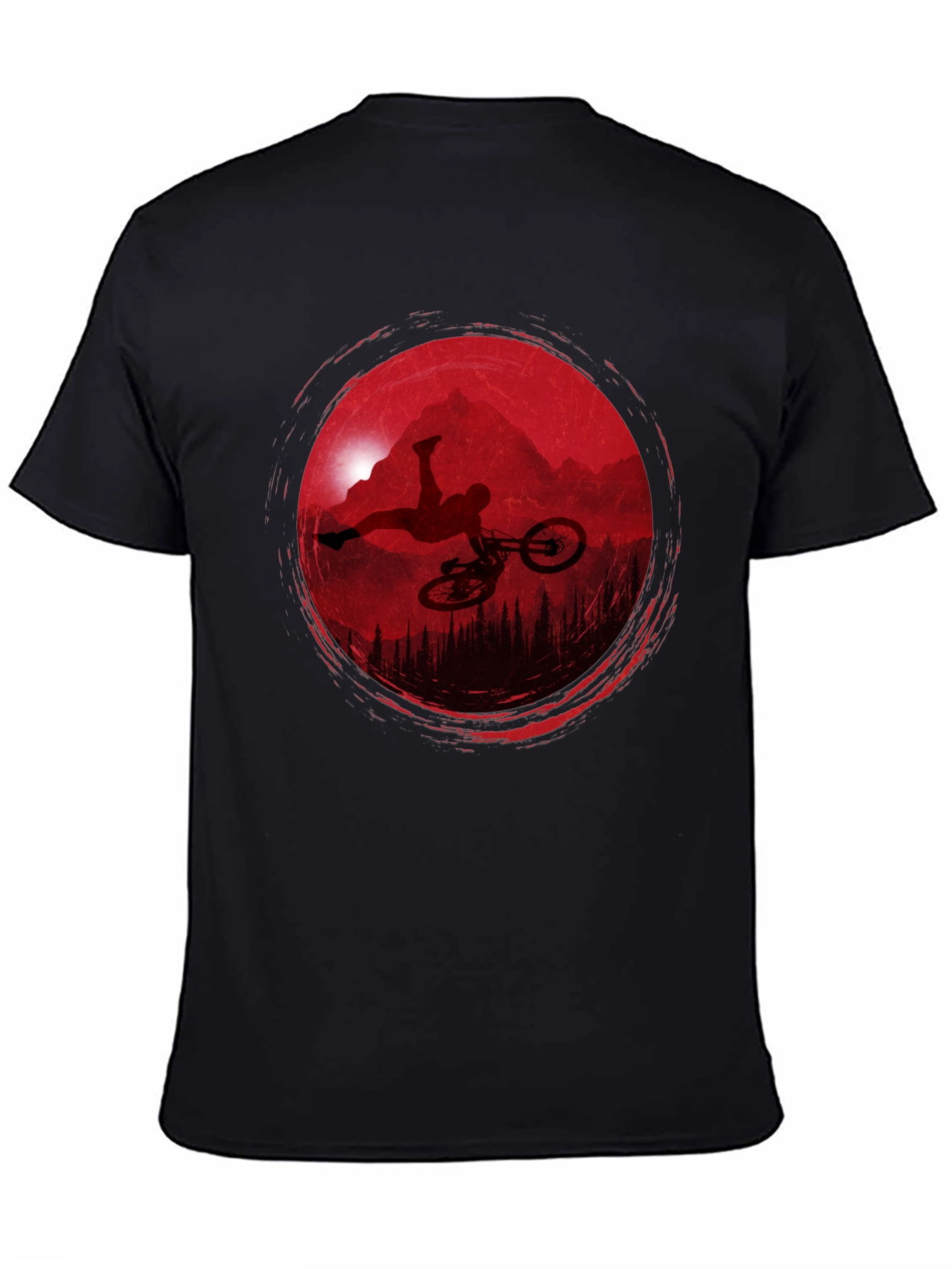 Mountain Biker Silhouette Graphic Tee - Black
