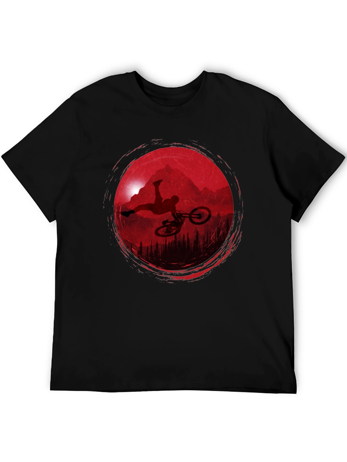 Mountain Biker Silhouette Graphic Tee - Black