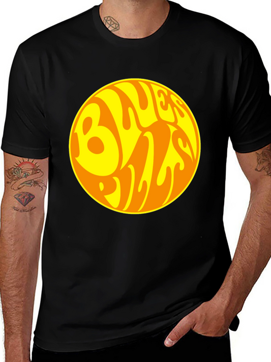 Retro Blues Pills Graphic Tee - Vintage Style Black T-Shirt