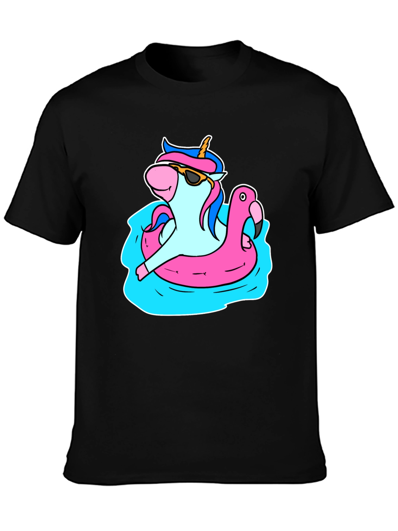 Unicorn Flamingo Pool Party Graphic T-Shirt