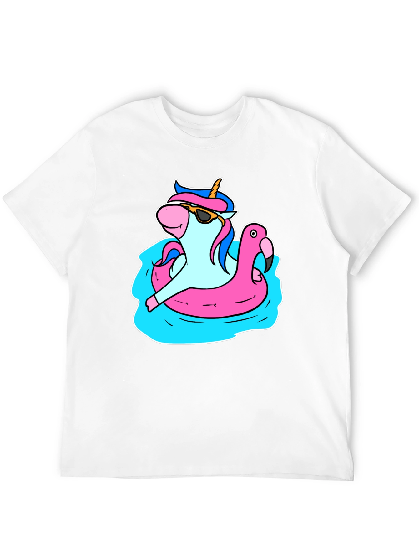 Unicorn Flamingo Pool Party Graphic T-Shirt