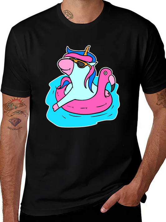 Unicorn Flamingo Pool Party Graphic T-Shirt