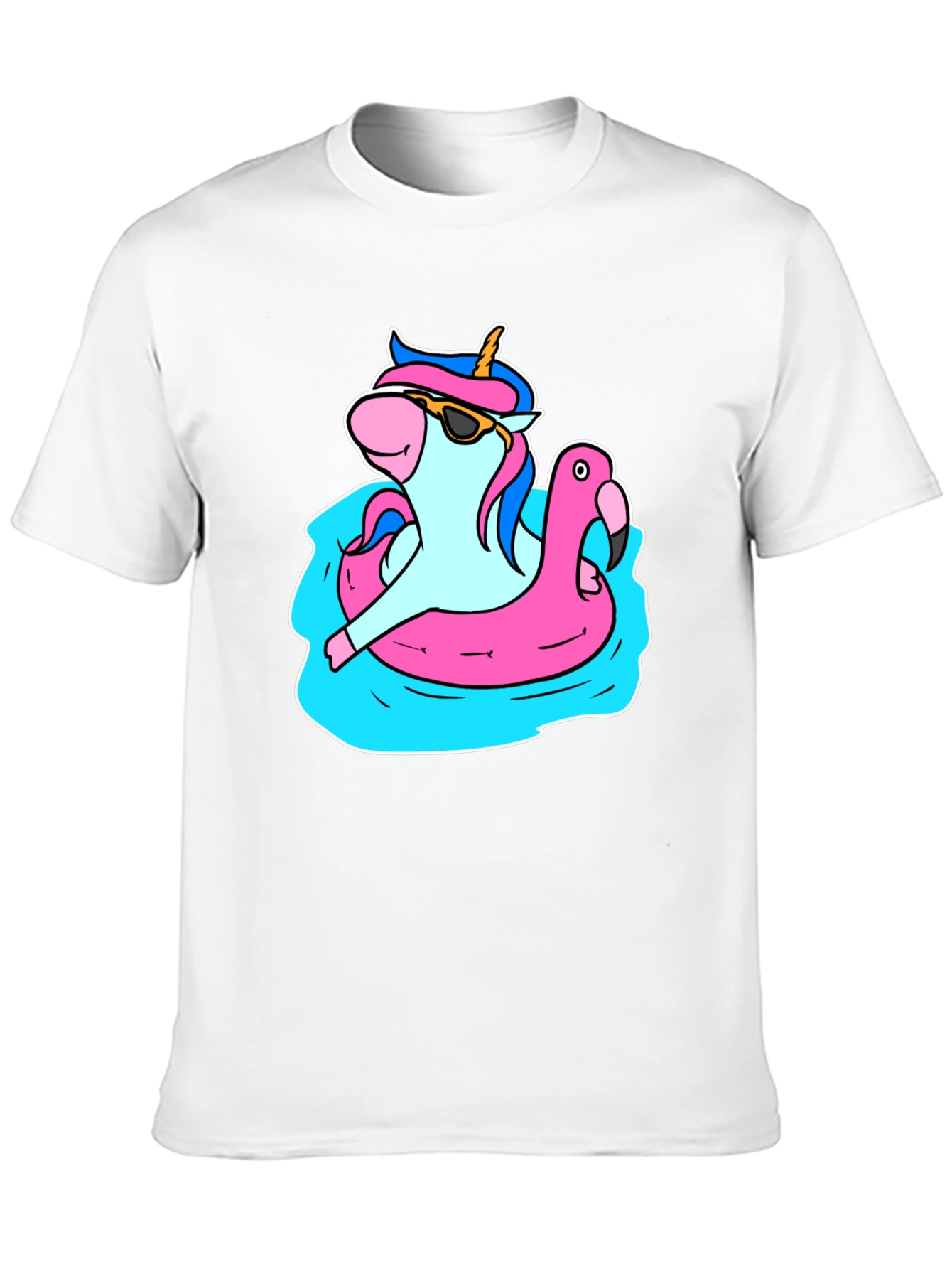 Unicorn Flamingo Pool Party Graphic T-Shirt
