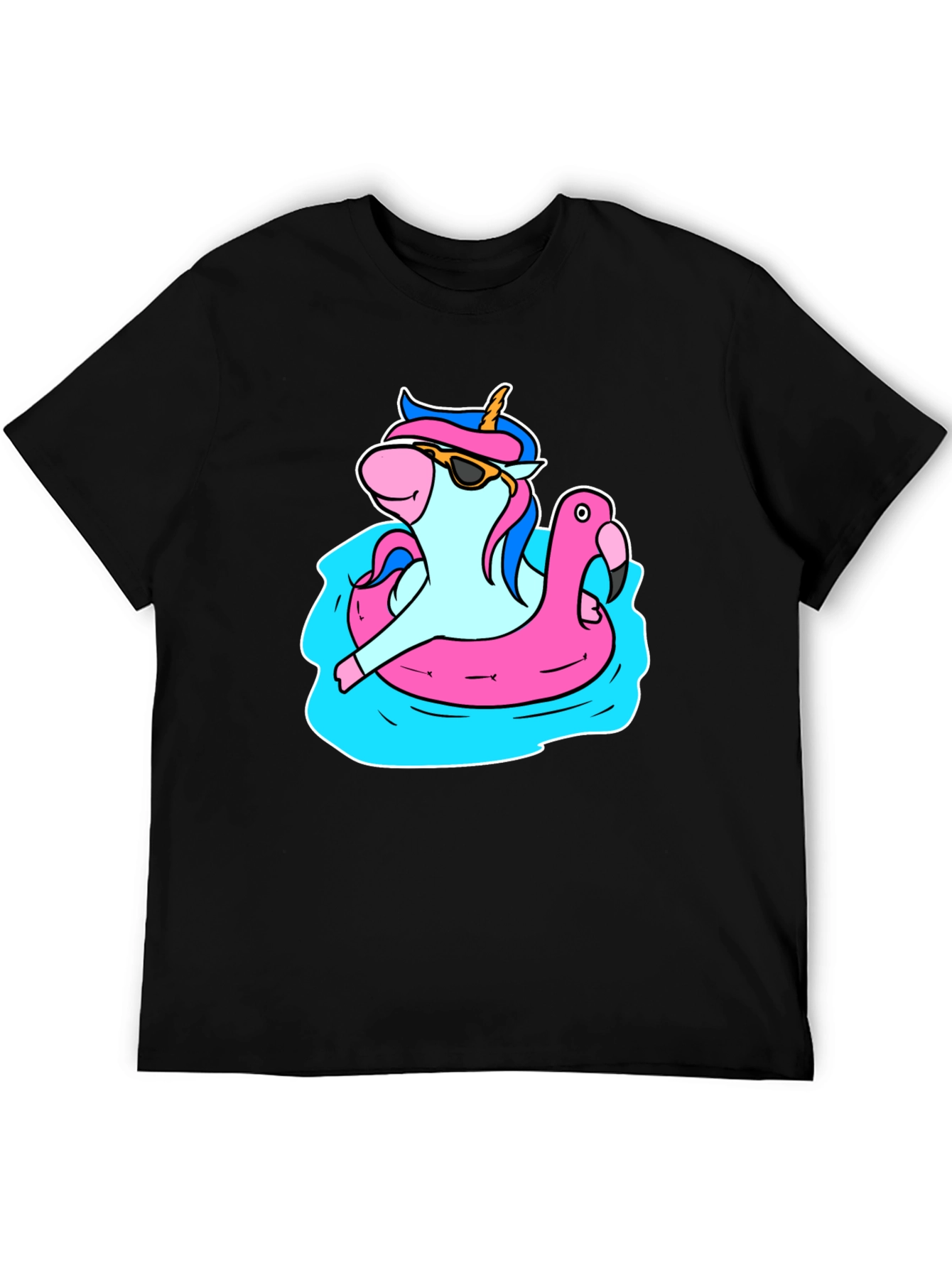 Unicorn Flamingo Pool Party Graphic T-Shirt