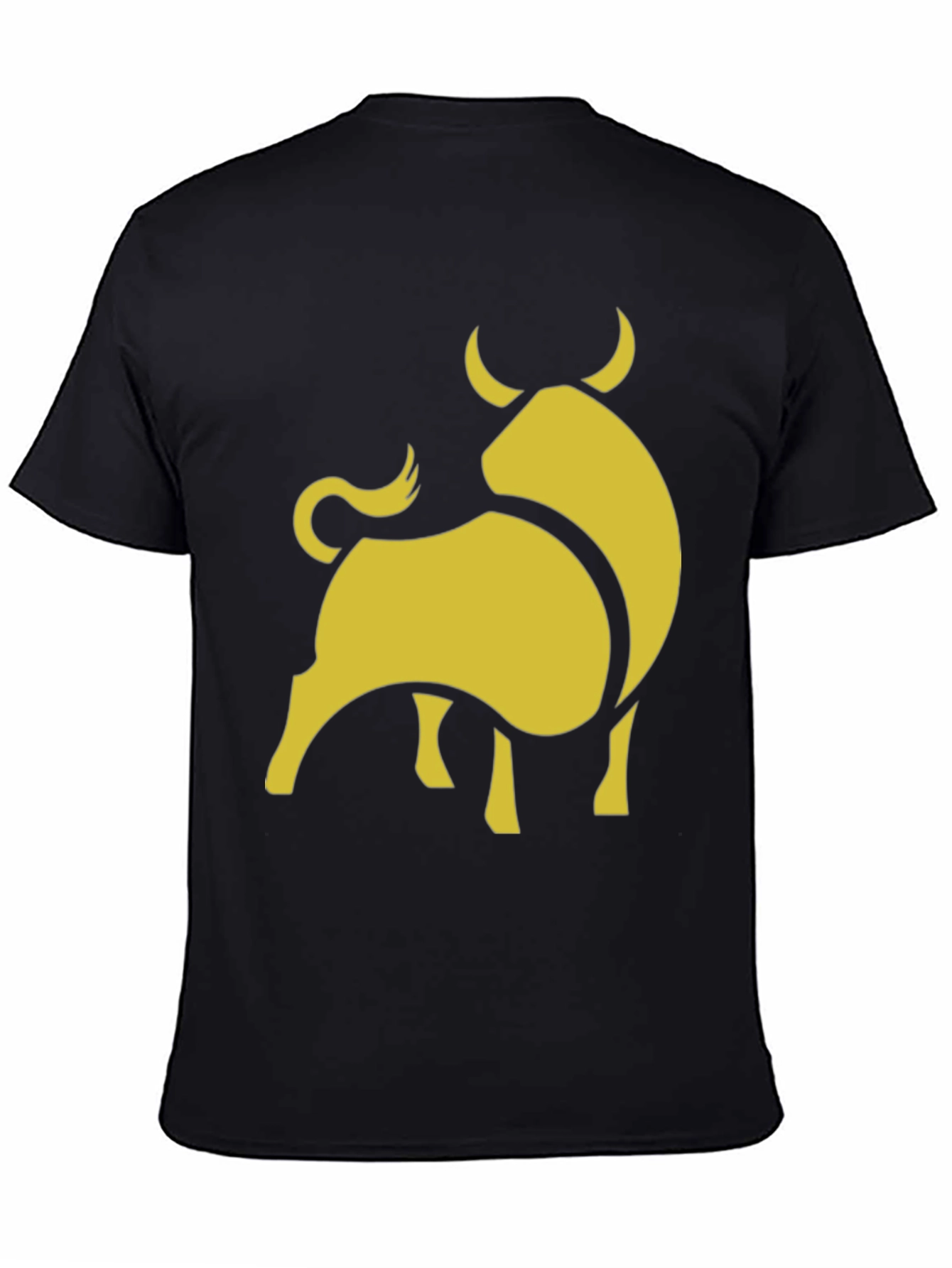 Stylish Black Tee with Gold Bull Graphic