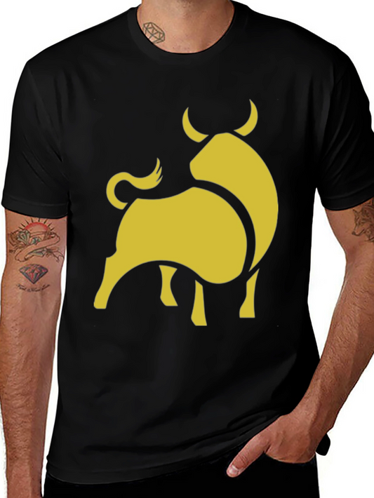 Stylish Black Tee with Gold Bull Graphic