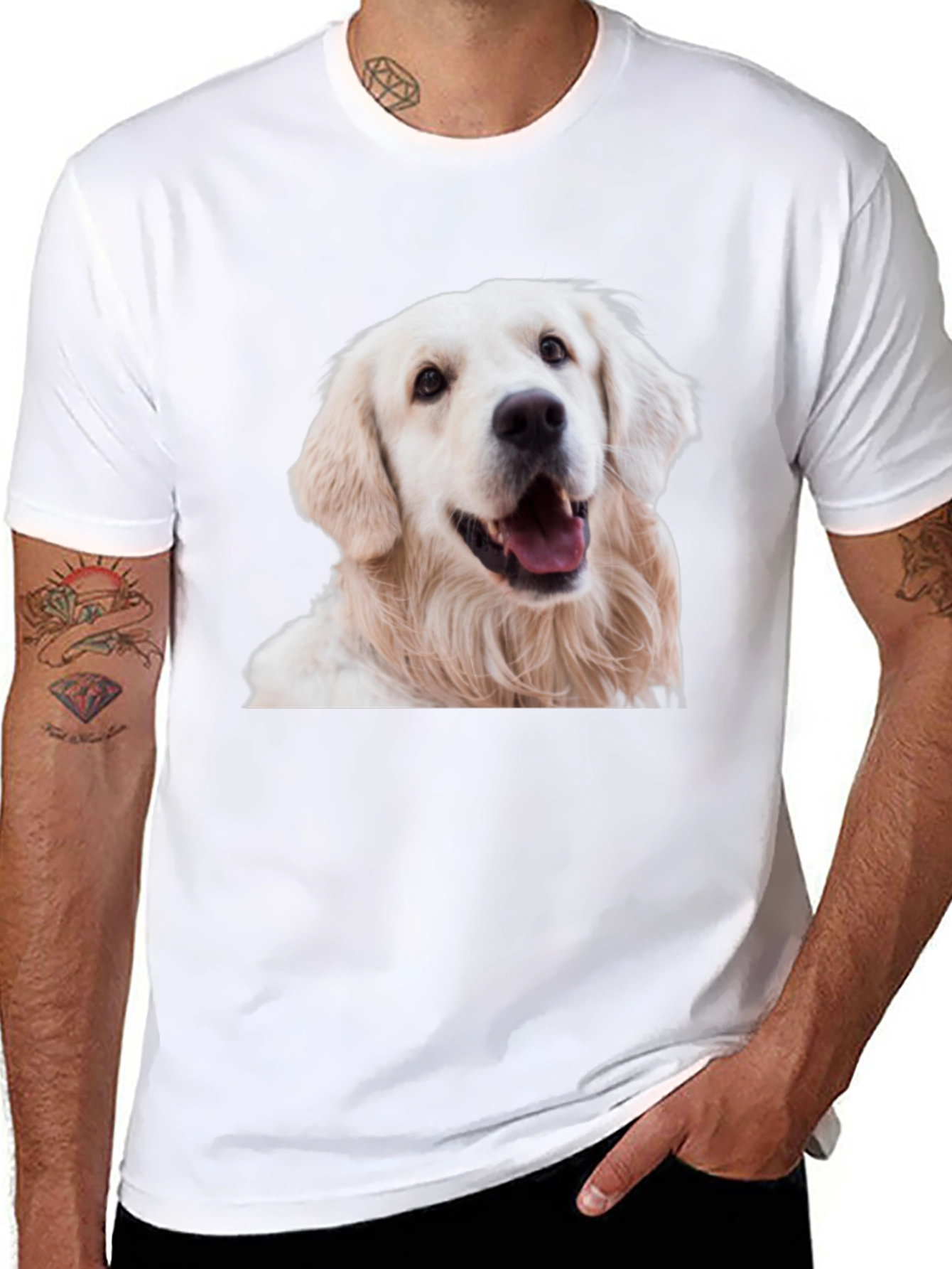 Golden Retriever Dog Graphic Black T-Shirt