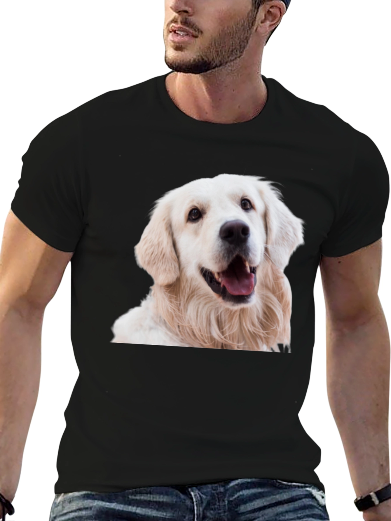 Golden Retriever Dog Graphic Black T-Shirt