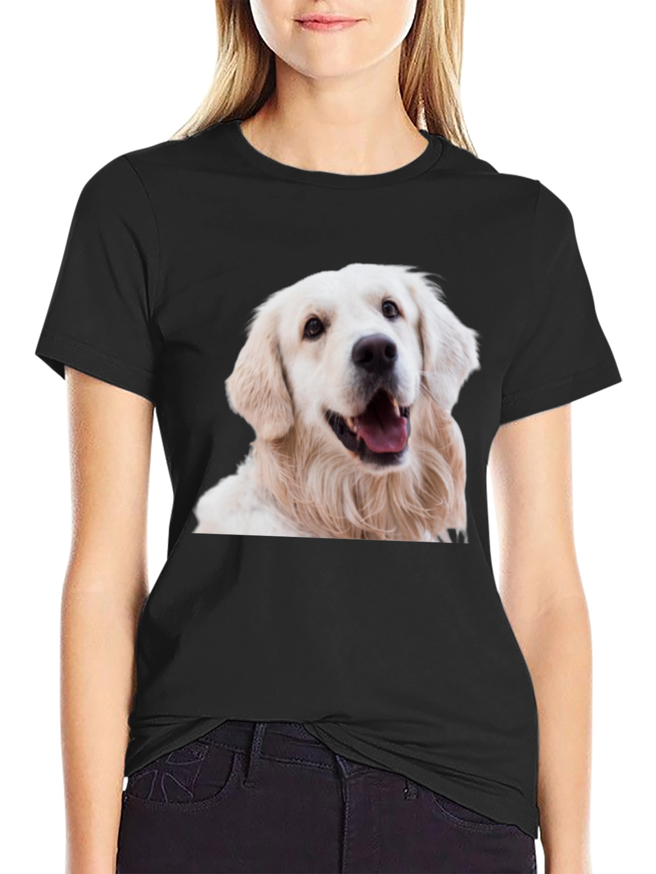 Golden Retriever Dog Graphic Black T-Shirt