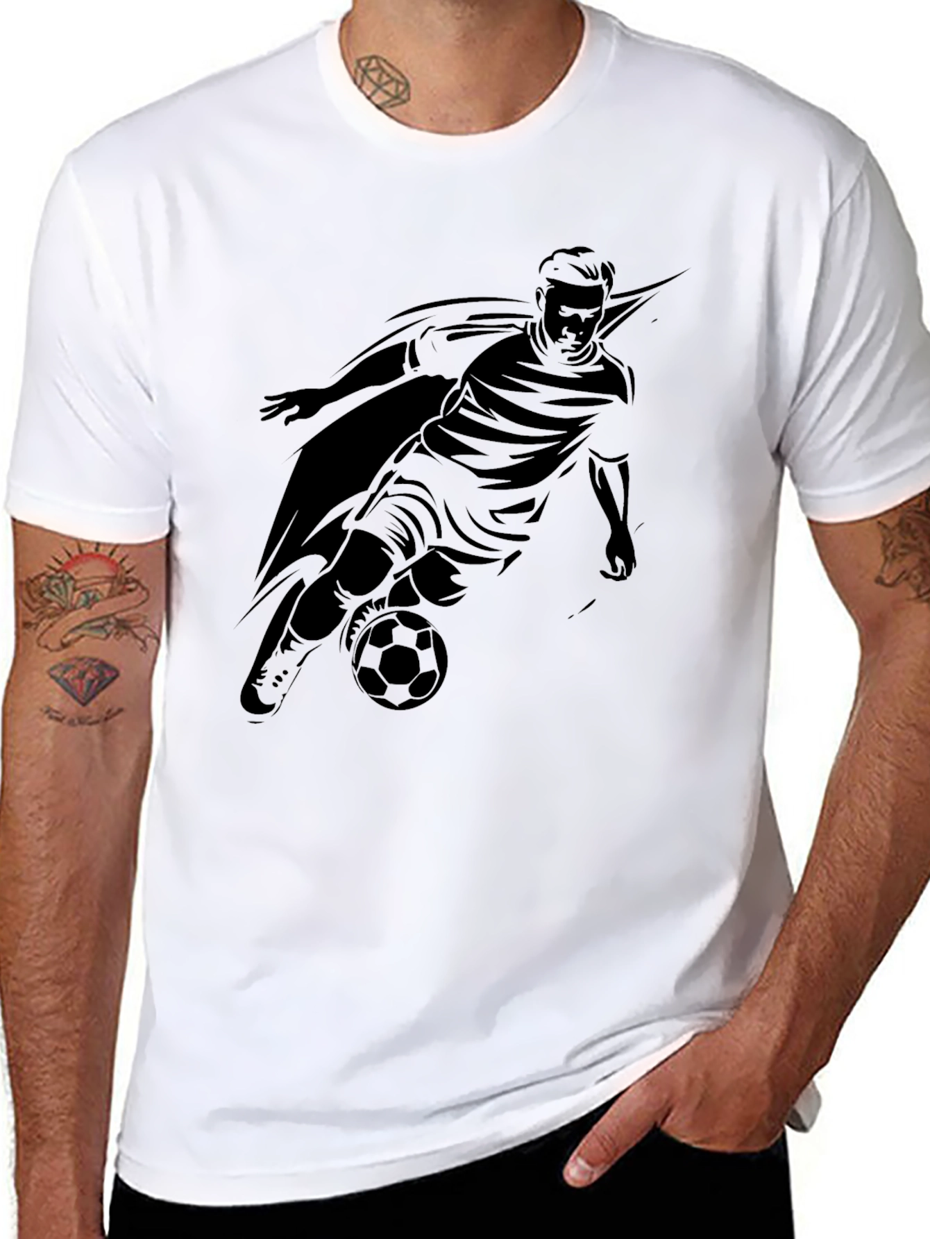 Black Soccer Player Graphic Tee