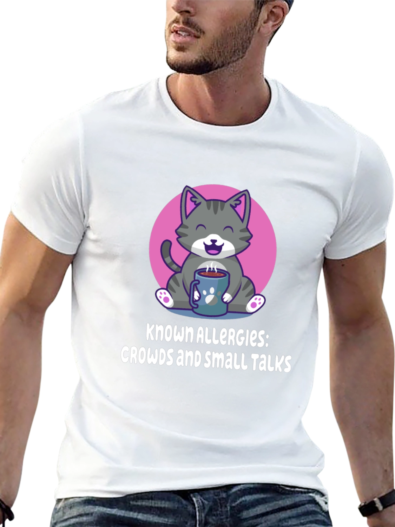 Introvert Cat T-Shirt - Known Allergies: Crowds