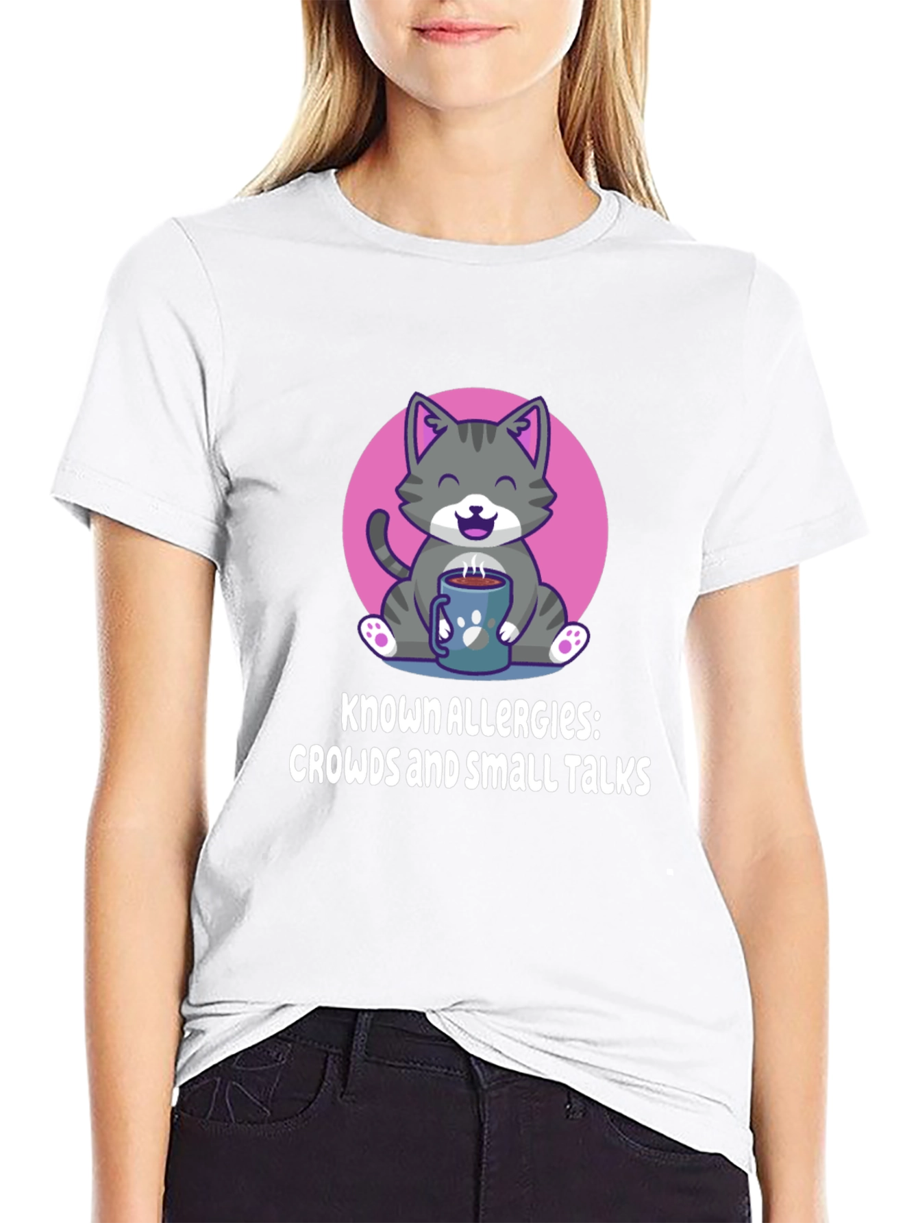 Introvert Cat T-Shirt - Known Allergies: Crowds