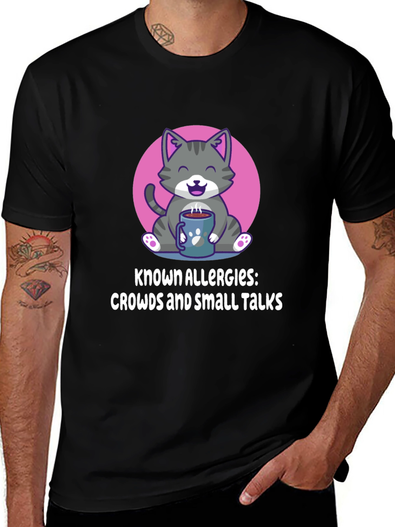 Introvert Cat T-Shirt - Known Allergies: Crowds
