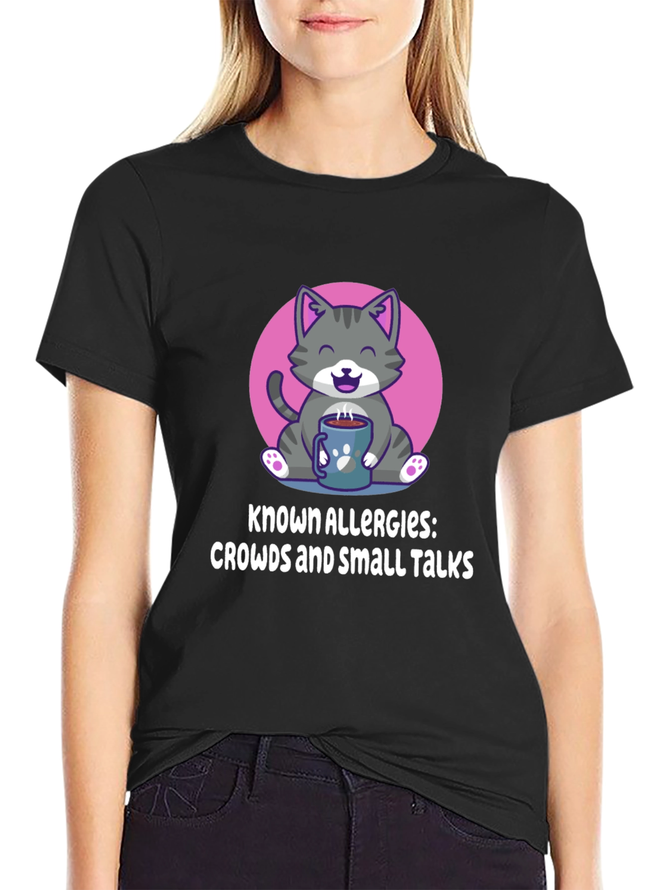 Introvert Cat T-Shirt - Known Allergies: Crowds