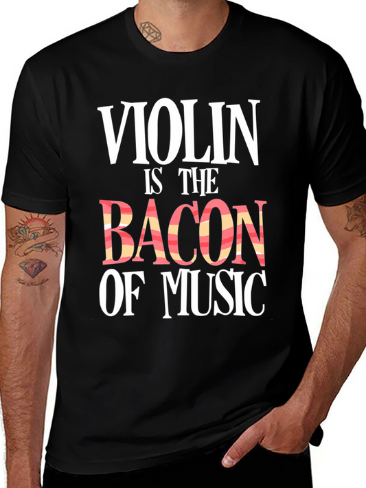 Violin is The Bacon of Music Black Graphic Tee