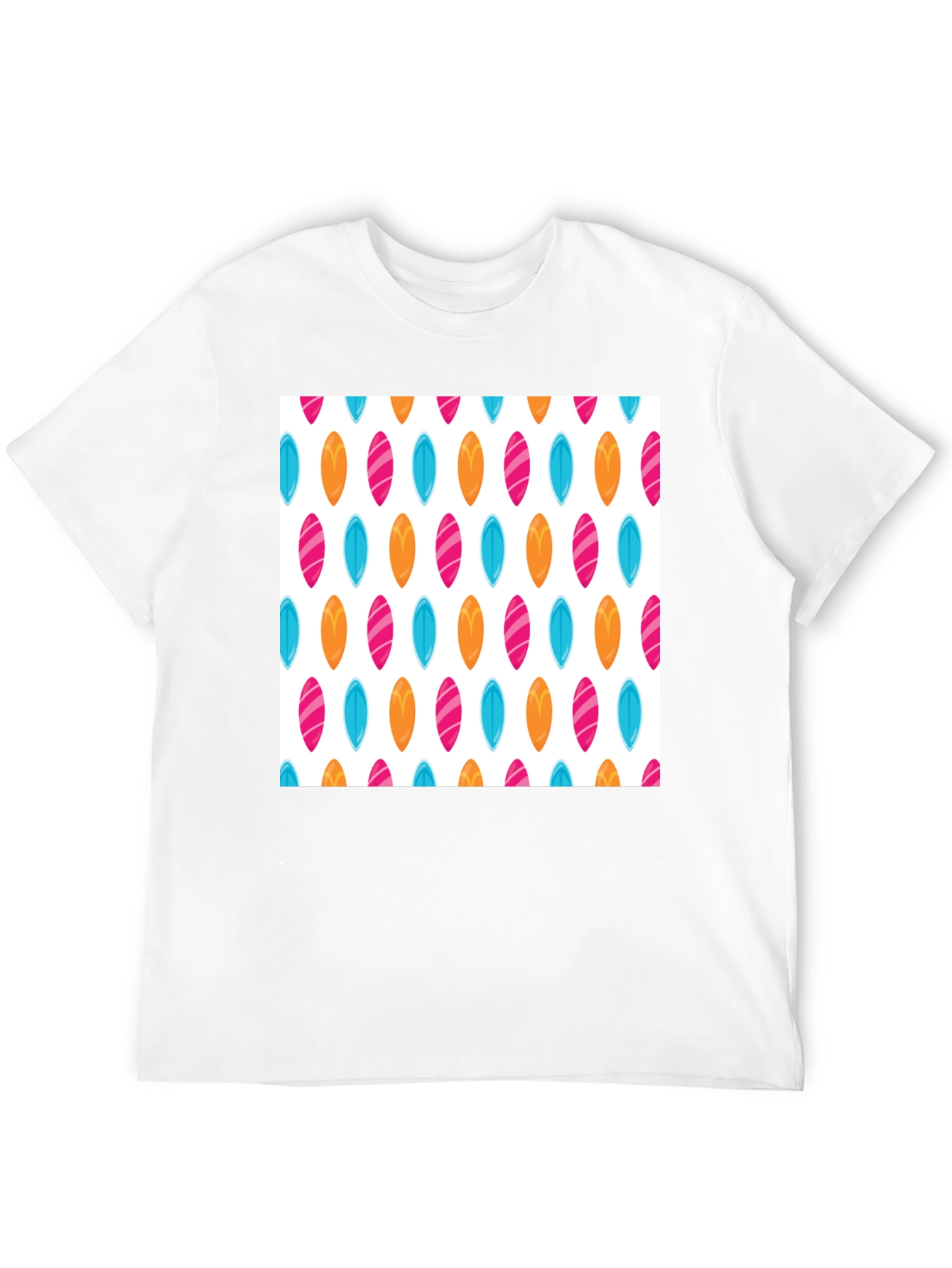 Surfboard Pattern Black T-Shirt